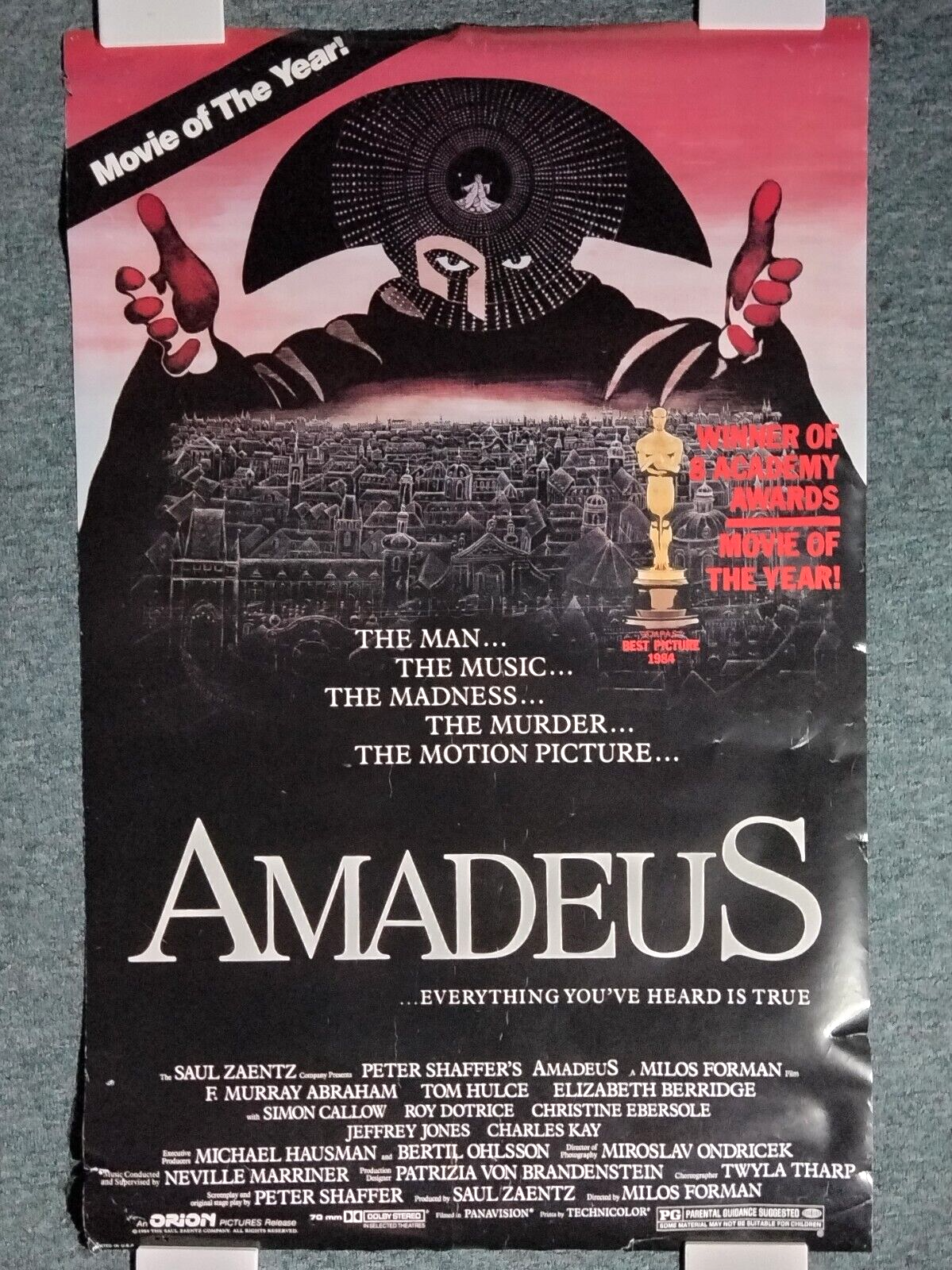 AMADEUS Movie Of The Year Original Re Release Movie Poster 26x40