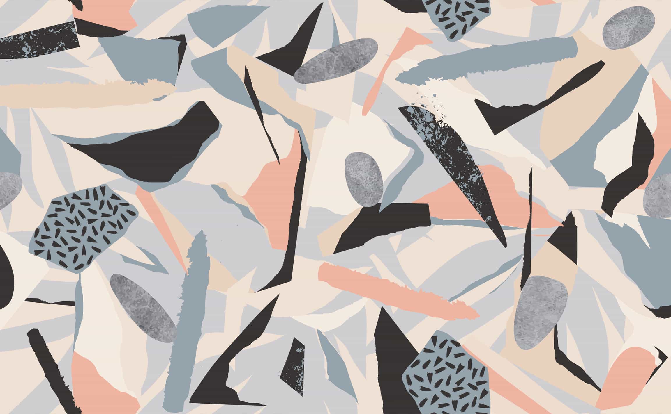 Abstract geometric blue grey and coral Pattern Wallpaper for Walls