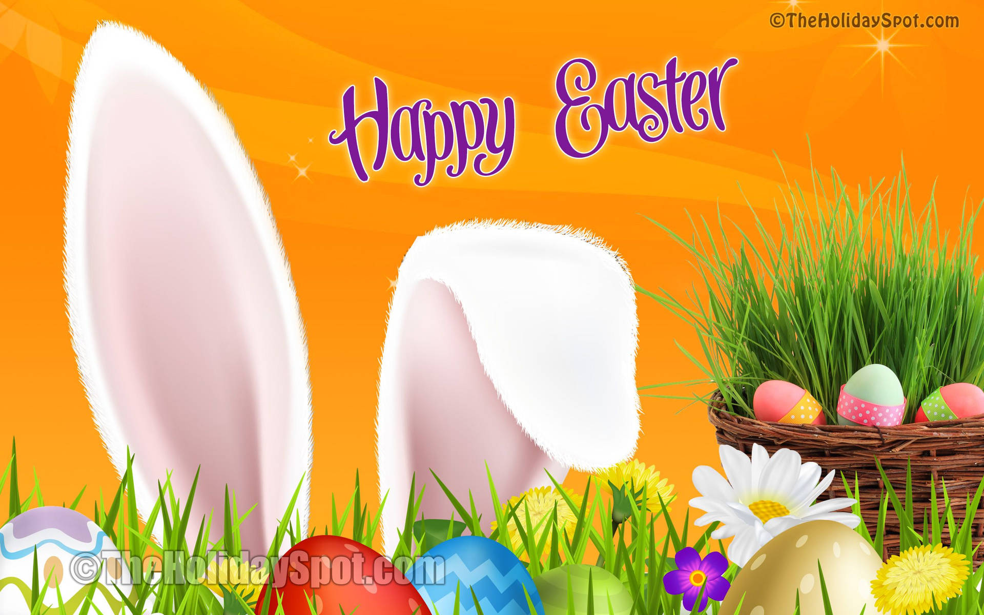 Download Happy Easter And Rabbit's Ears Wallpaper