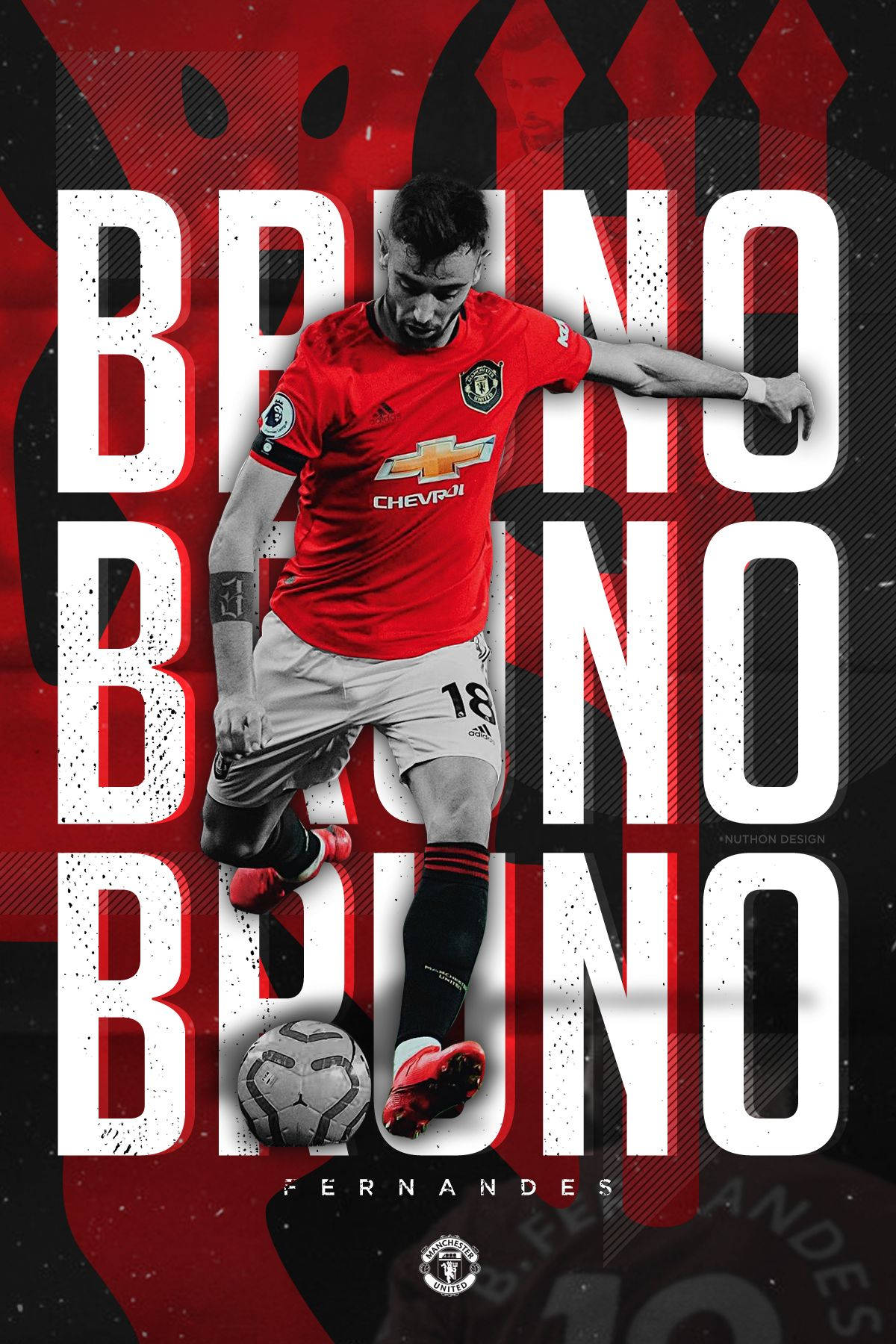 Download Bruno Fernandes Manchester United Kicks The Ball Wallpaper