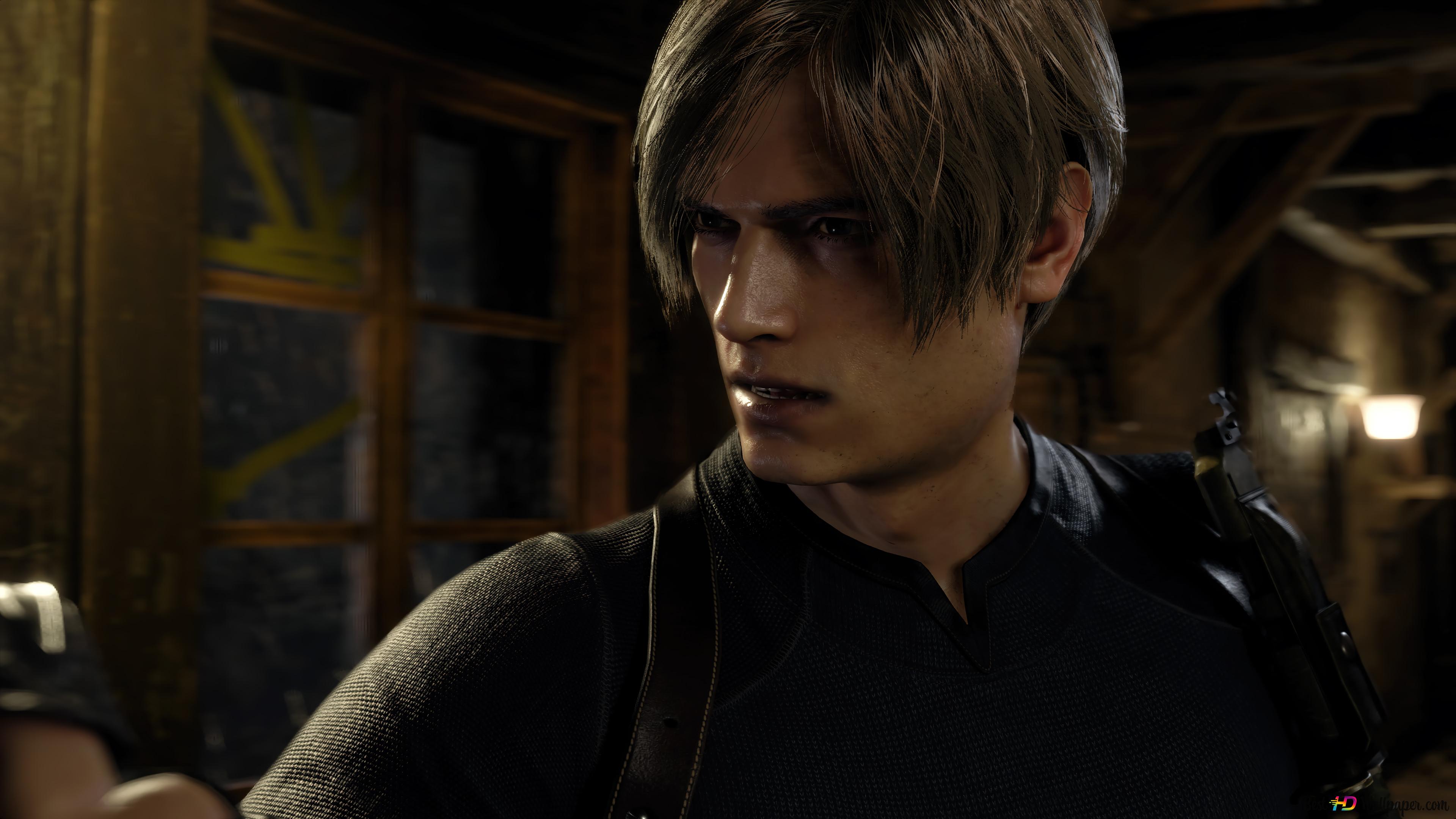 Leon from Resident Evil 4 remake horror game 4K wallpaper download