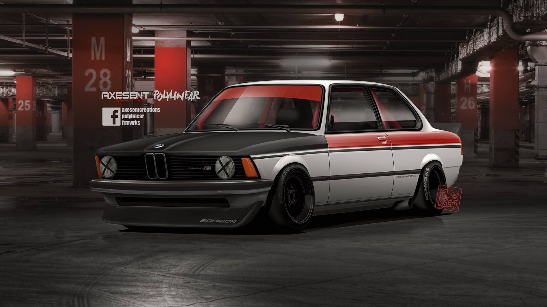 Wallpaper / Axesent Creations, render, German cars, BMW, front angle view, sports car, digital art, BMW 3 Series, BMW E21 free download