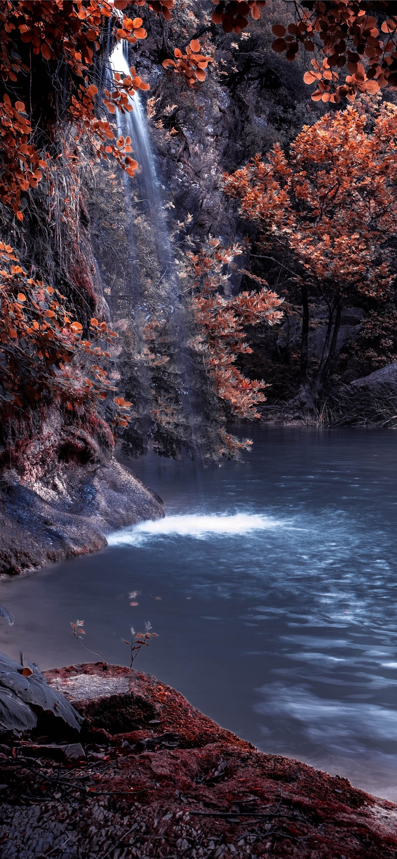 The Blue Lagoon Lake Waterfall Nature Forest Water. iPhone Wallpaper Free Download