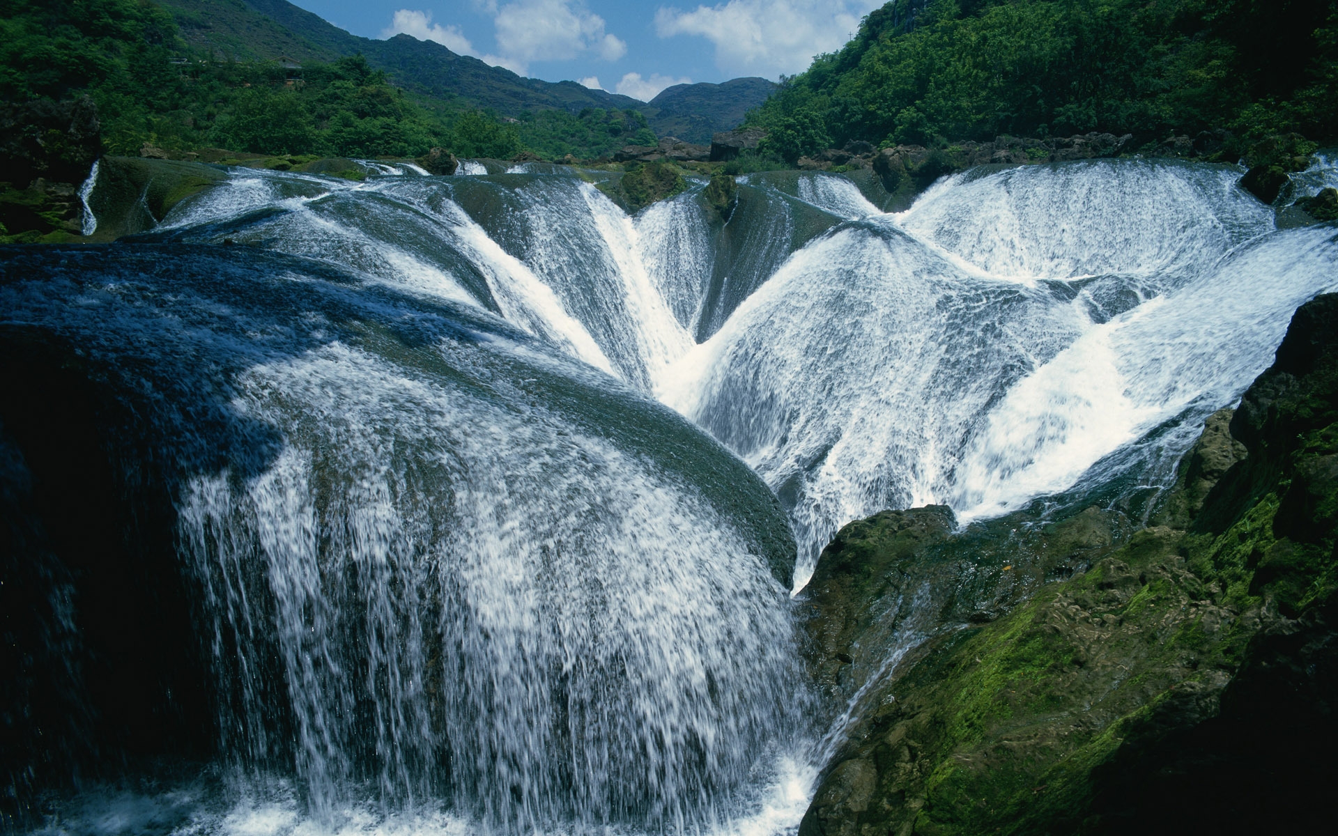 Wallpaper Water Falls on Green Mountain, Background Free Image