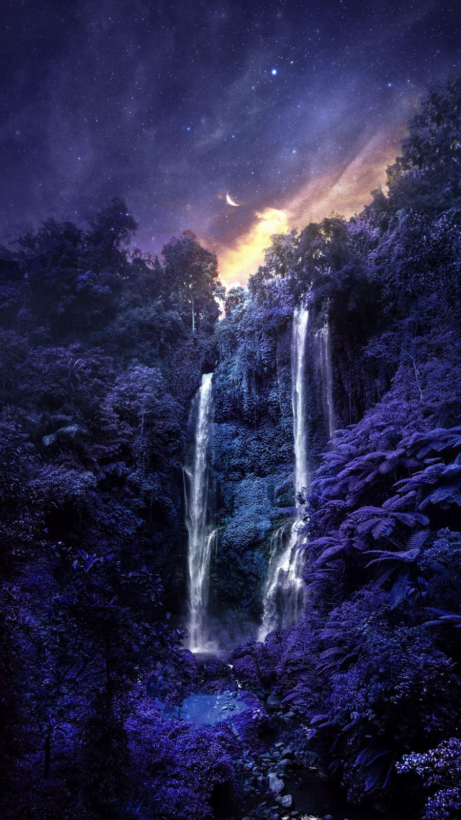Blue Forest Waterfall Wallpaper, iPhone Wallpaper