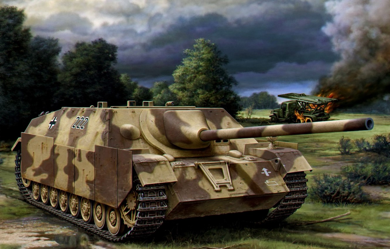 Wallpaper War, Art, Painting, Tank, Ww2, Jagdpanzer IV Sd. Car. 162