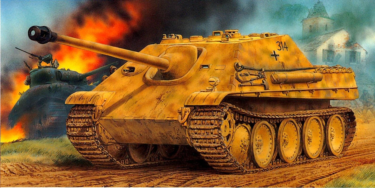 Photos tank SdKfz 173 Jagdpanzer Painting Art Army