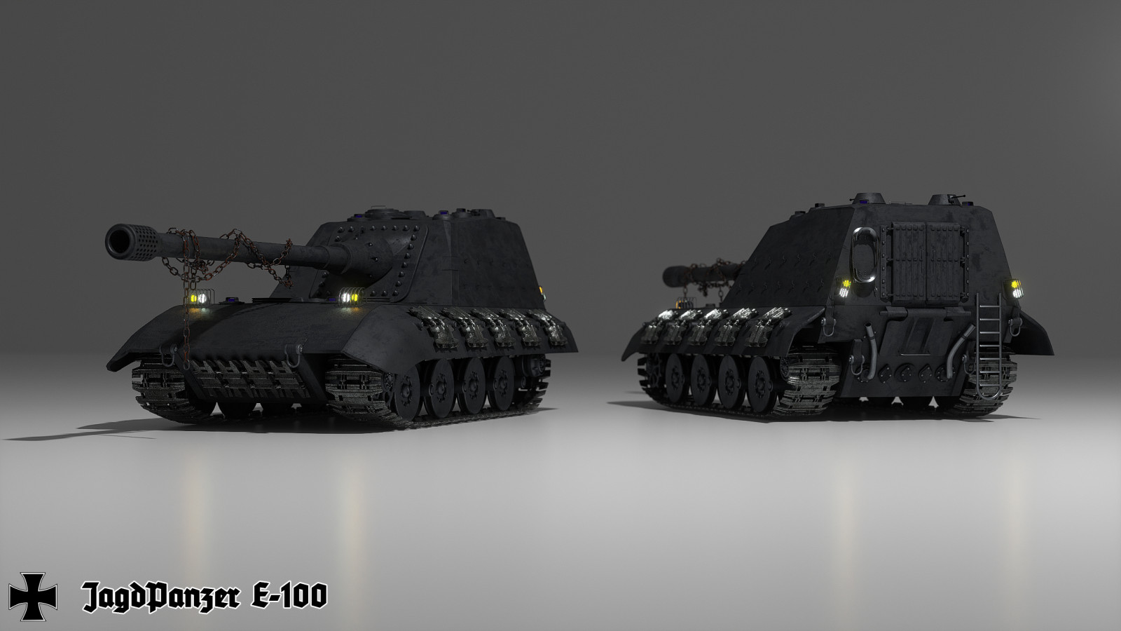Wallpaper, Jagdpanzer E 100, military, vehicle, tank, World War II, German Army, lights, steel, armor, 3D, CGI, digital, render 2560x1440