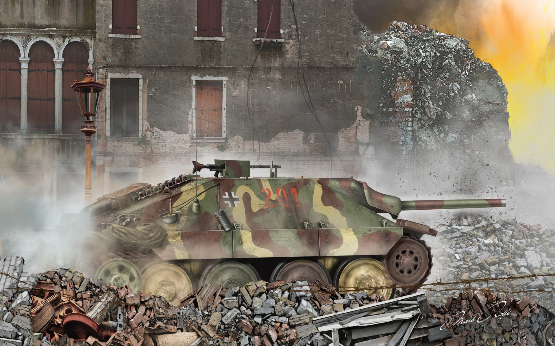 Download wallpaper Hetzer, Jagdpanzer 38, German tank destroyer, Second World War, Germany, World War II tanks, painted tanks for desktop with resolution 1920x1200. High Quality HD picture wallpaper