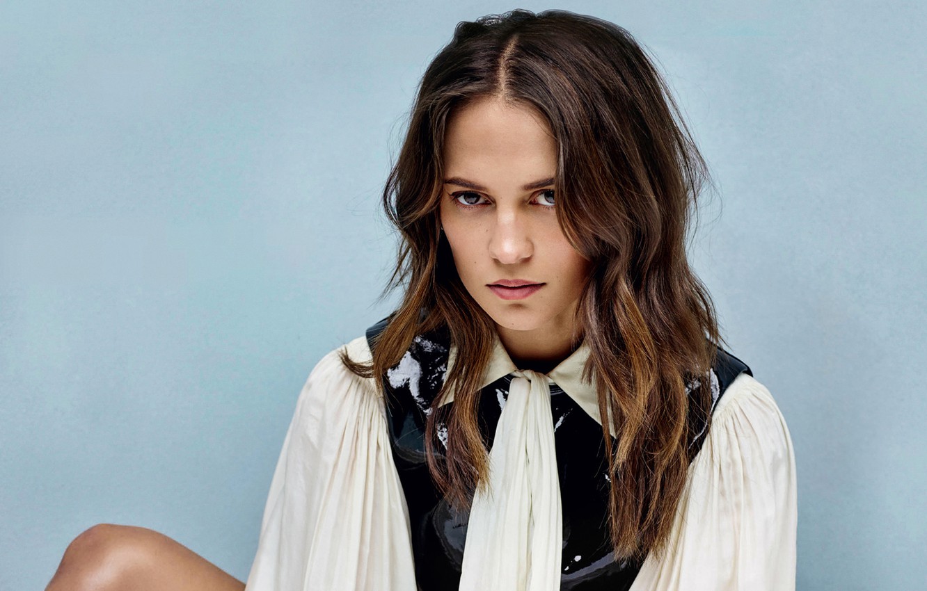 Wallpaper look, girl, face, background, actress, brown hair, Alicia Vikander image for desktop, section девушки