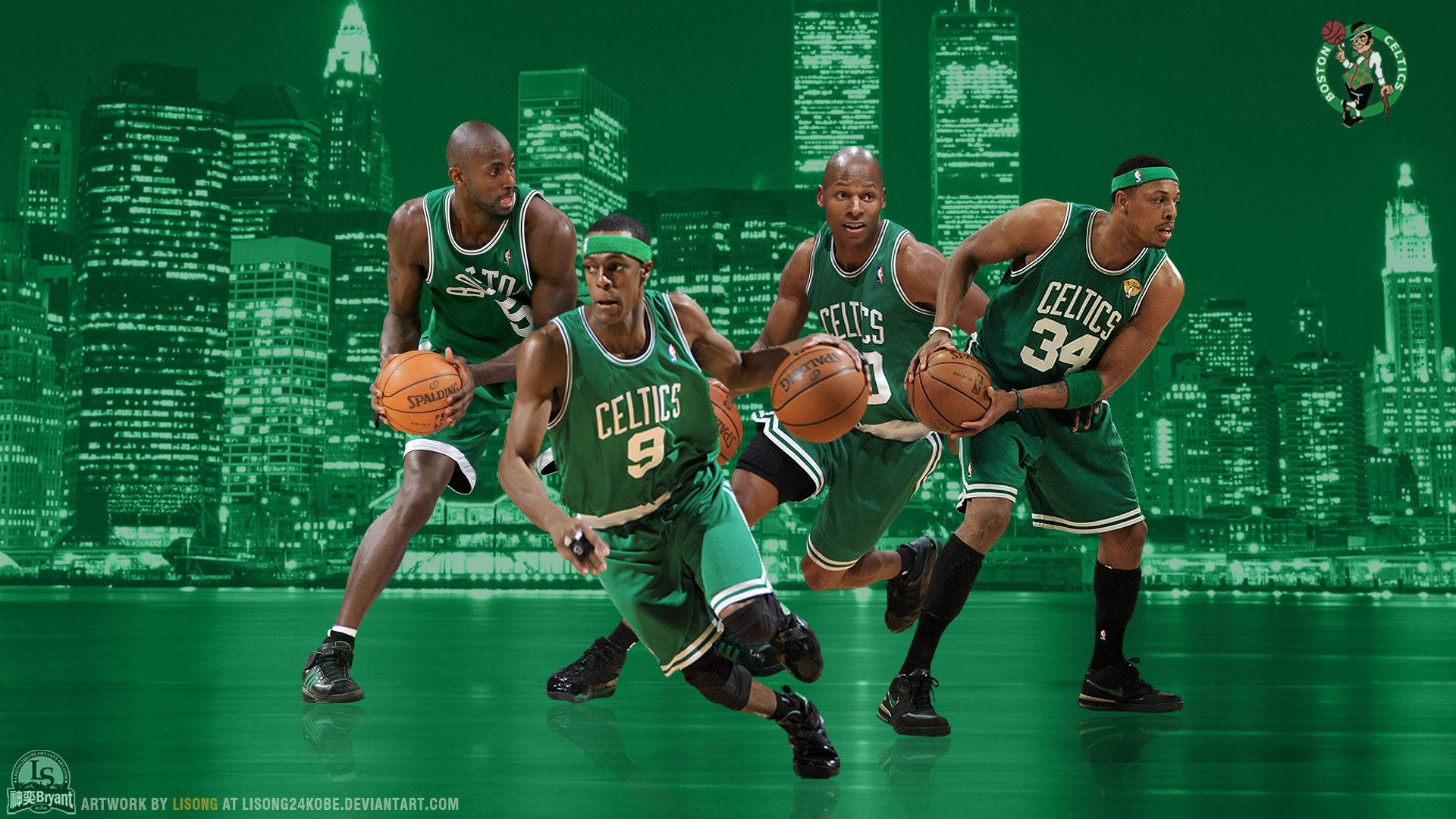 Download Boston Celtics Popular Team Players Wallpaper