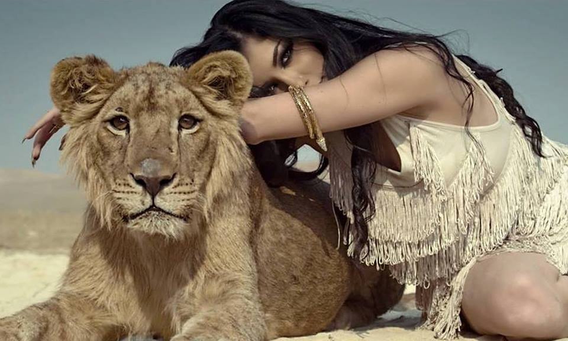 girl, And, Lion Wallpaper HD / Desktop and Mobile Background