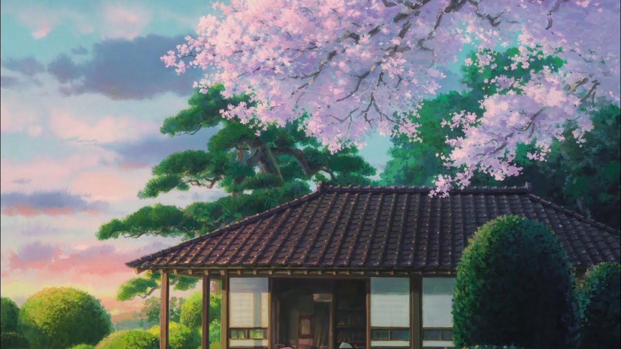 Studio Ghibli wonderful scenery background screensaver anime nature, houses, & streets
