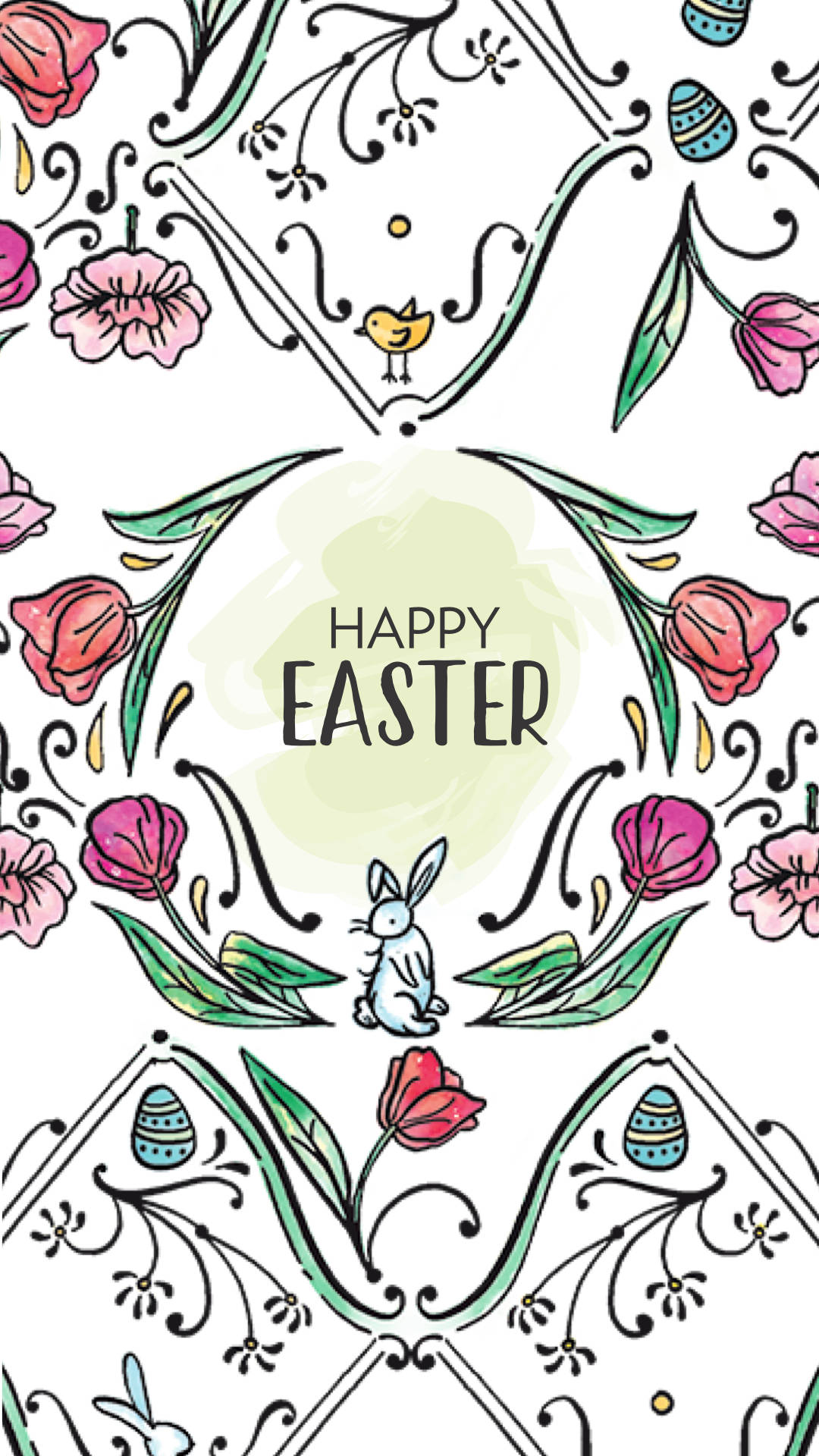 Download Watercolor Easter Art iPhone Wallpaper