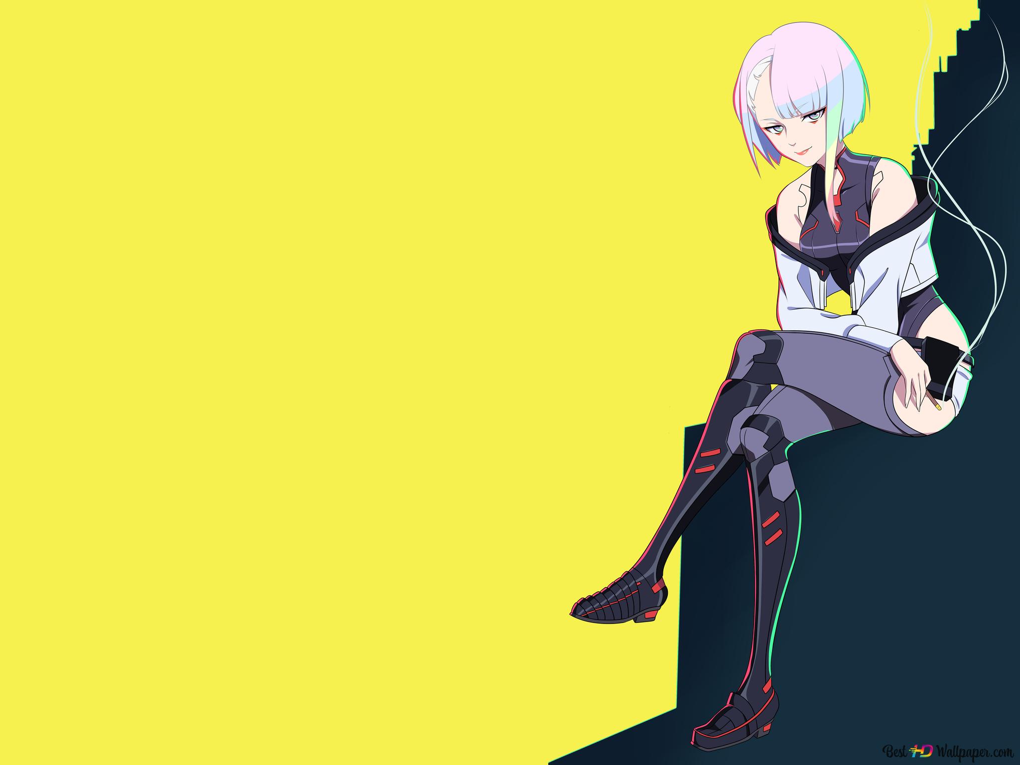 Lucy smoking from Cyberpunk: Edgerunners netflix anime 8K wallpaper download