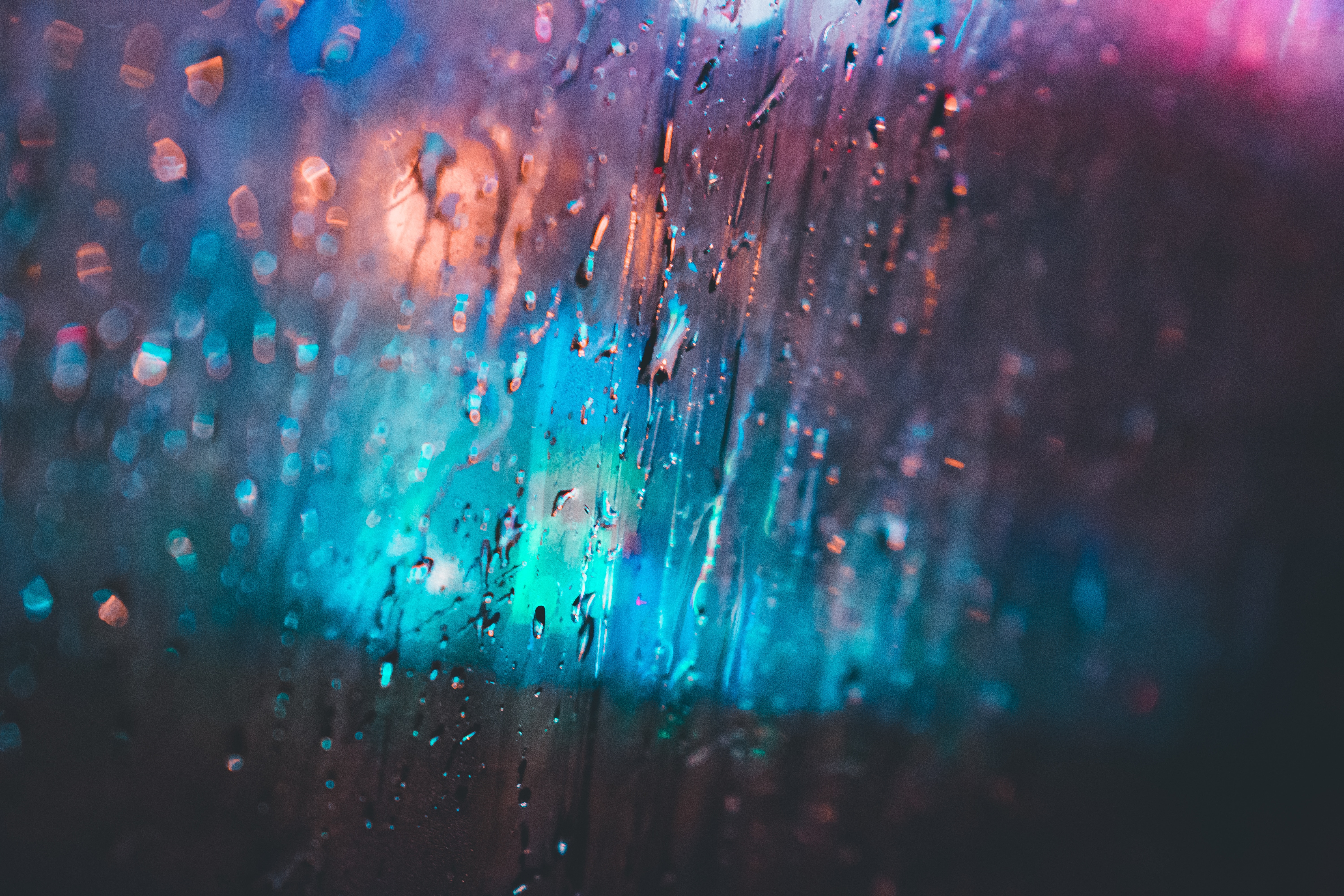 6000x4000 water, rain, window, color, wet, spring, abstract, winter, neon, blur, drop, car, blurred shot, colour, wallpaper, focu, moody, blurry, glass, cold, Free Gallery HD Wallpaper
