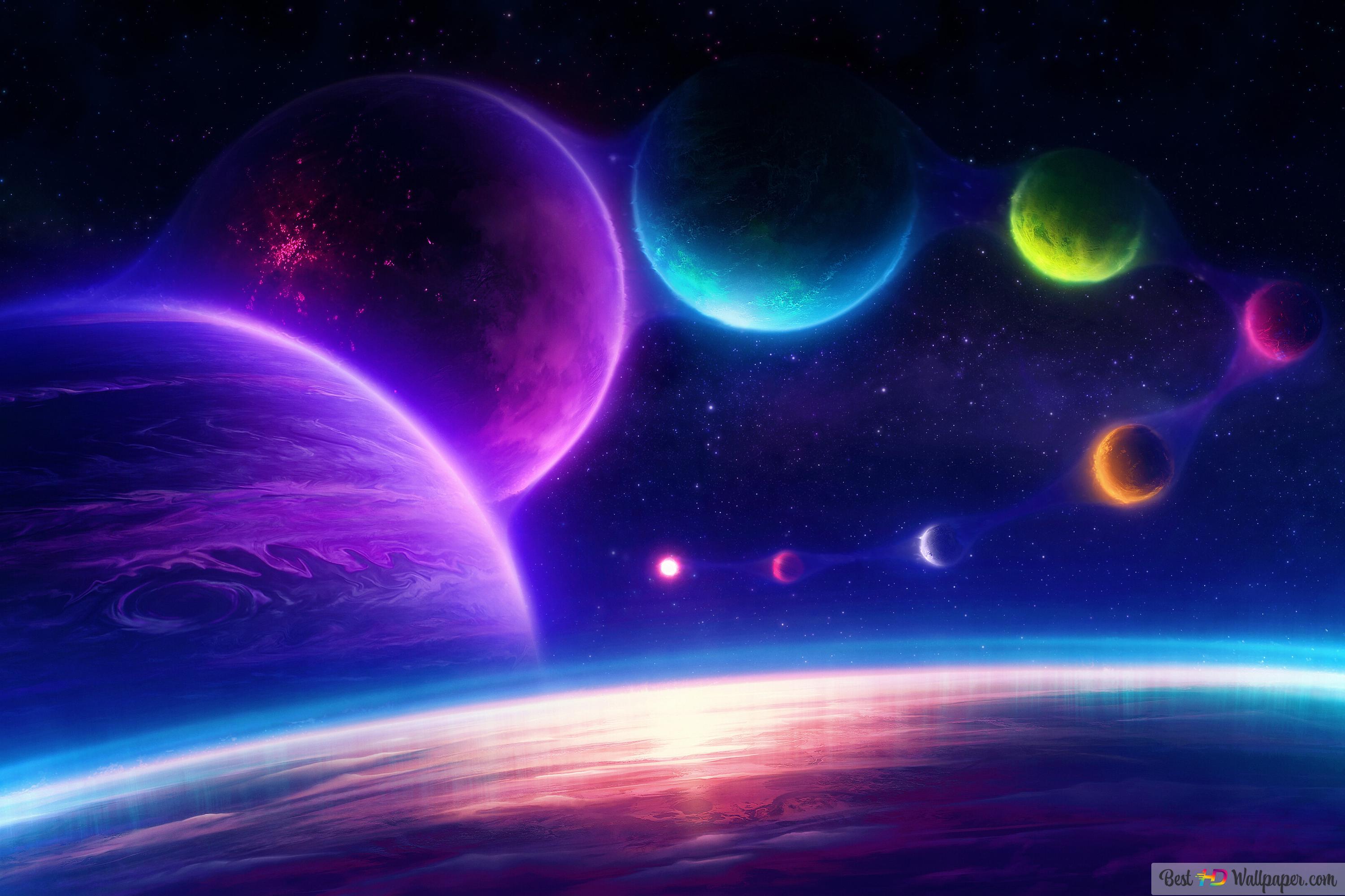 Colorful Planets 4K wallpaper download