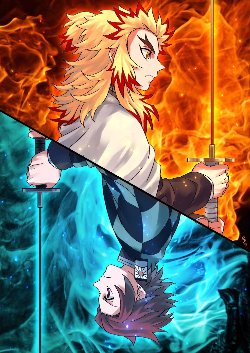 Tanjiro and Rengoku Wallpaper