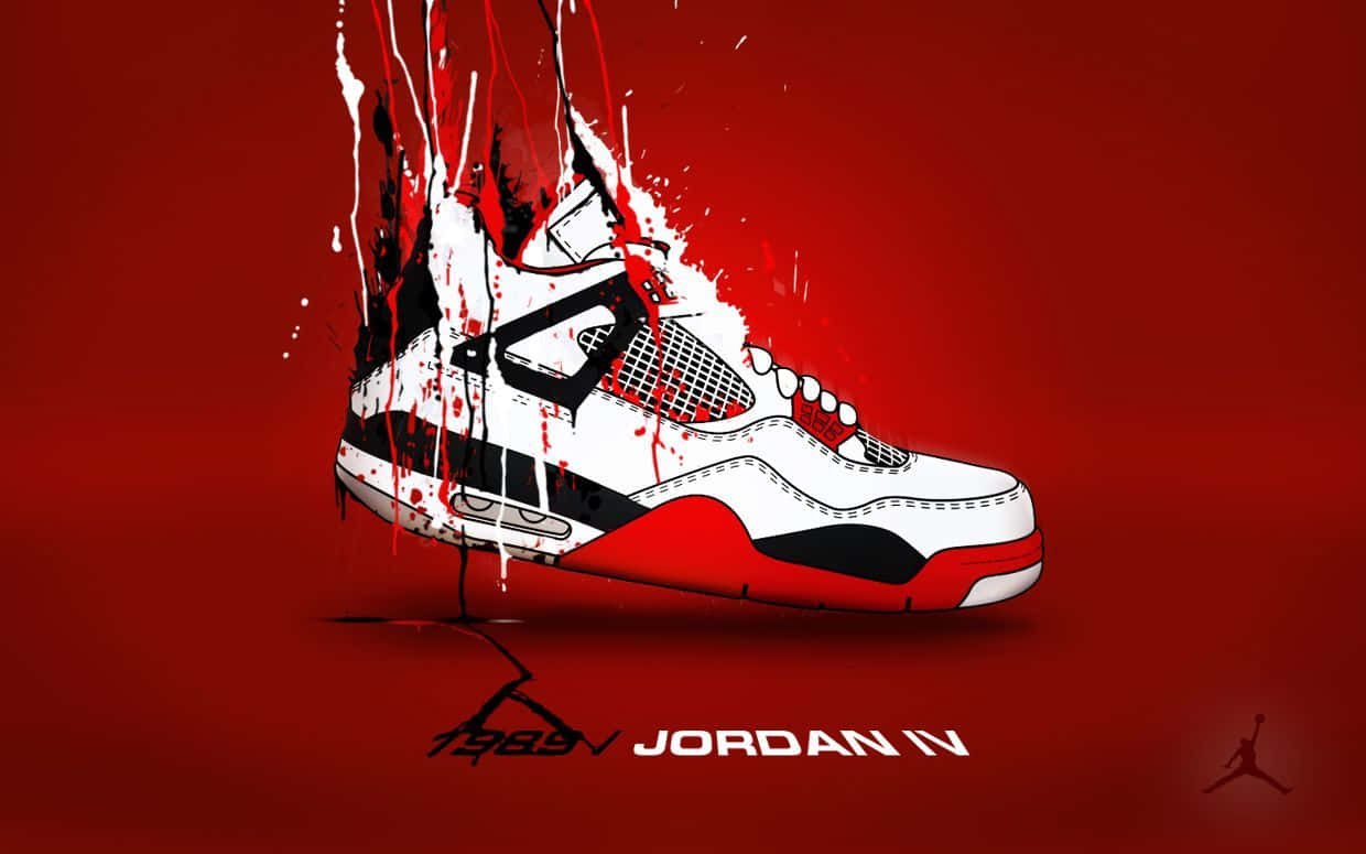 Download Red Jordan Shoes Paint Drip Wallpaper