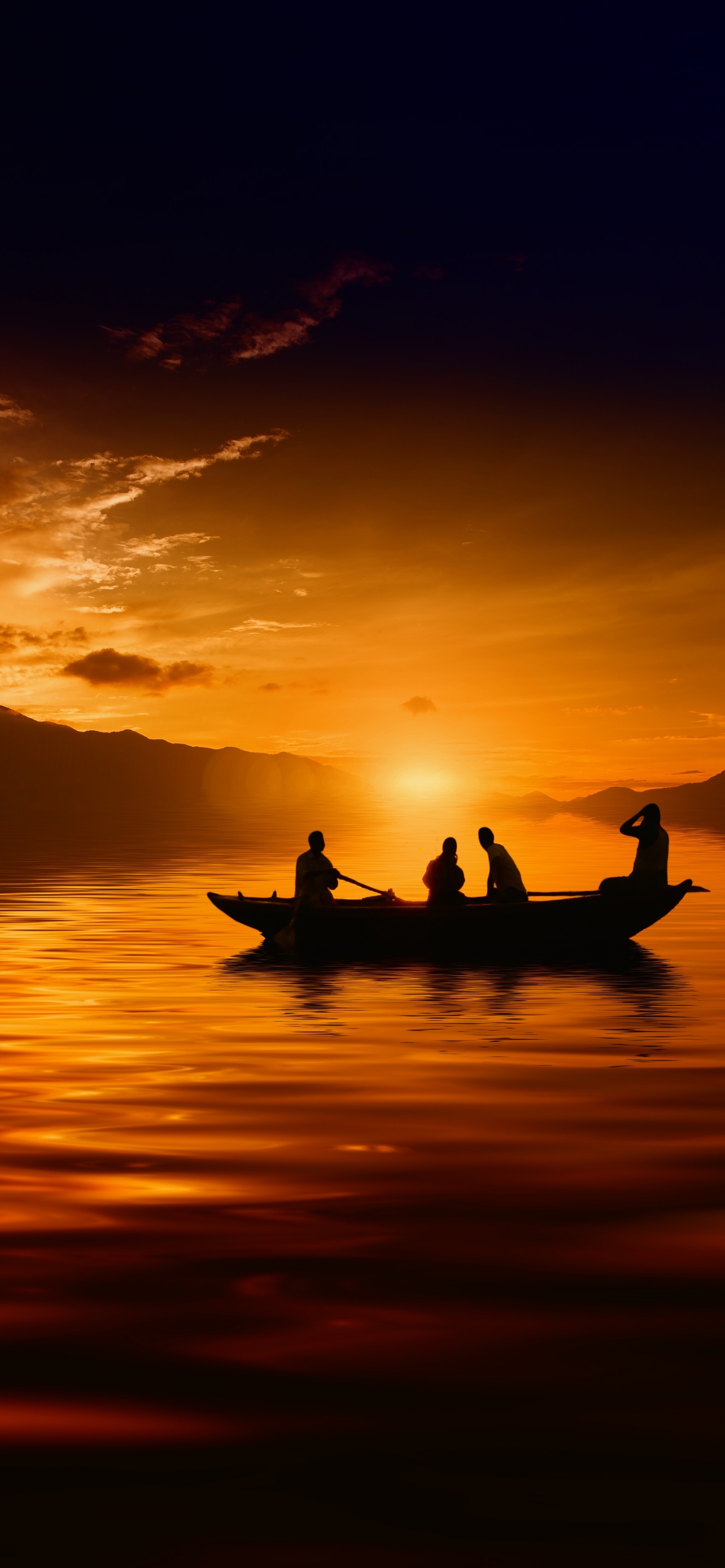 Sunset Wallpaper 4K, People, Boat, Nature
