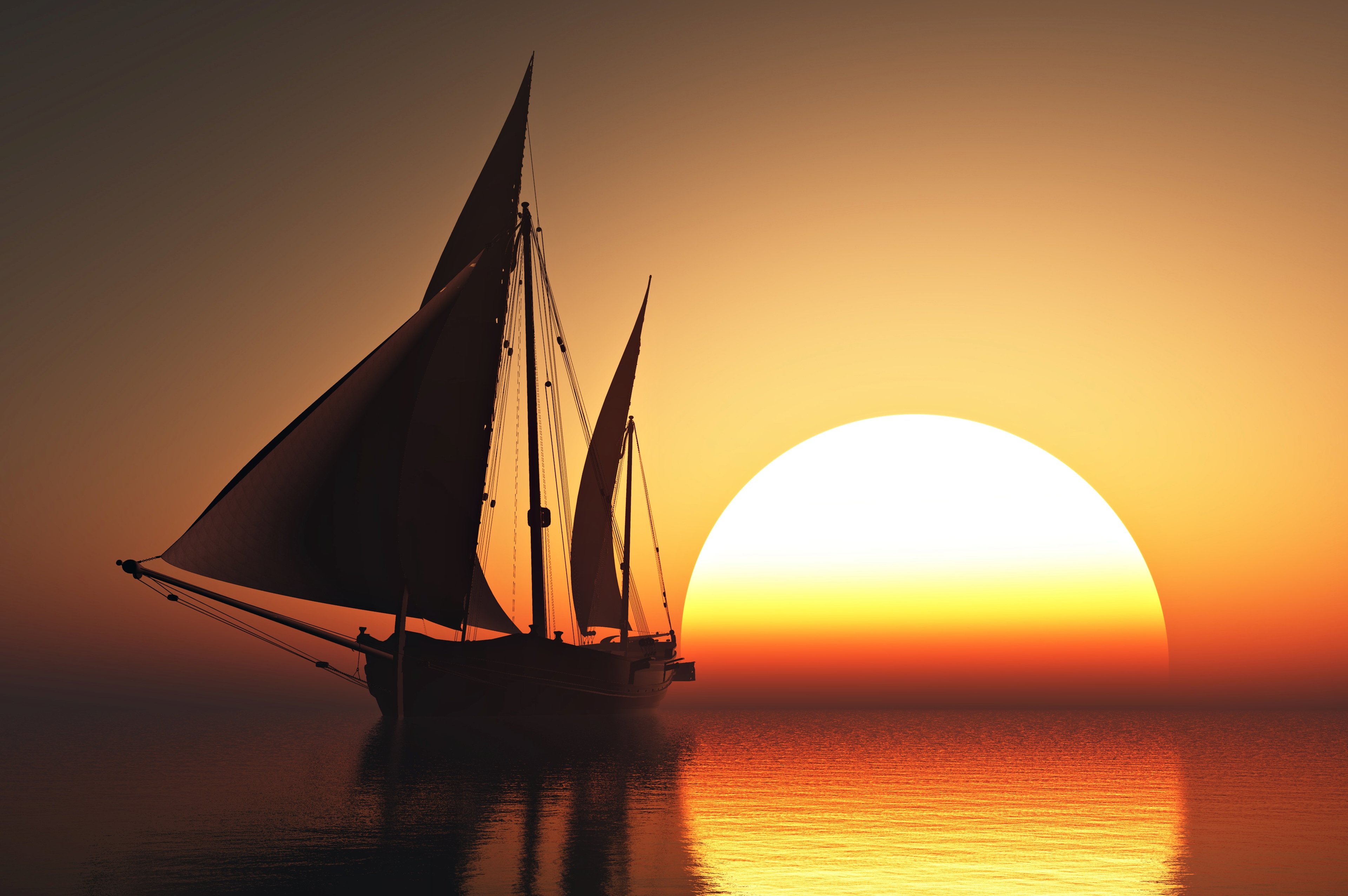 sea, Sunset, Boat, Sailing, Sun, Sky, Orange, Beauty, Romantic, Emotions, Quiet, Calm, Yacht, Nature, Landscapes, Life, Love, Nice Wallpaper HD / Desktop and Mobile Background