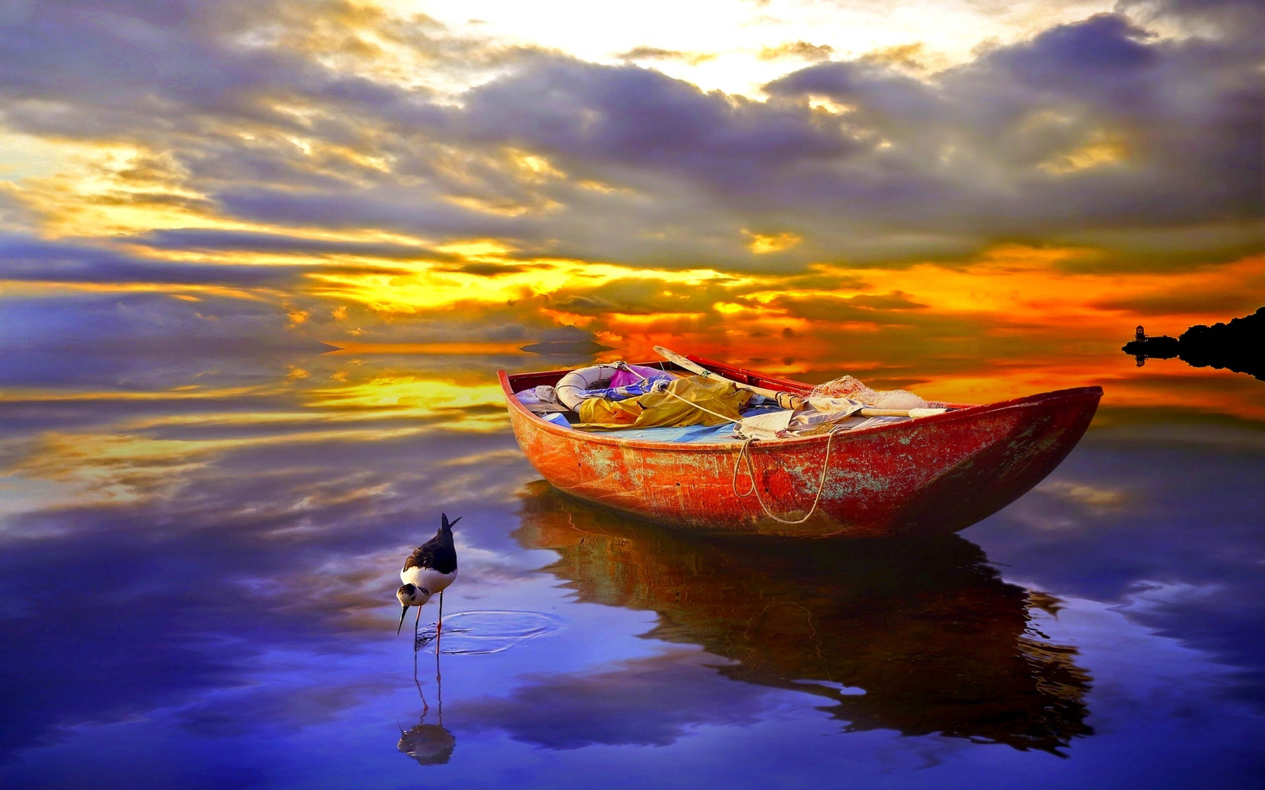 ocean sunset boat