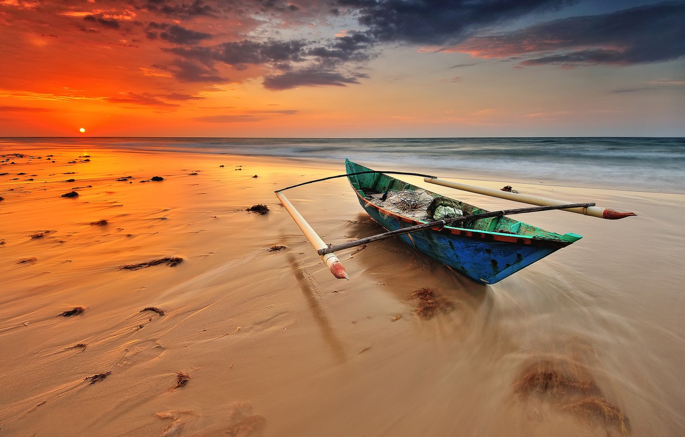 ocean sunset boat