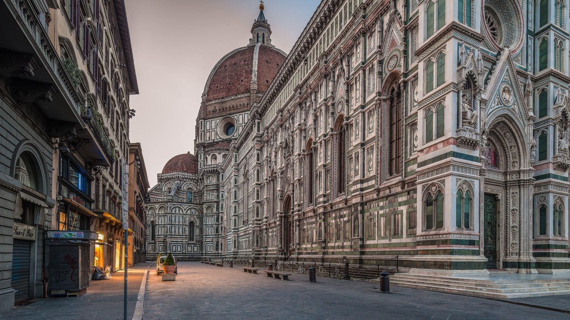 1920x1080 architecture old building town street urban florence italy lights cathedral arch gothic architecture dome bench car europe building evening wallpaper JPG 849 kB Gallery HD Wallpaper