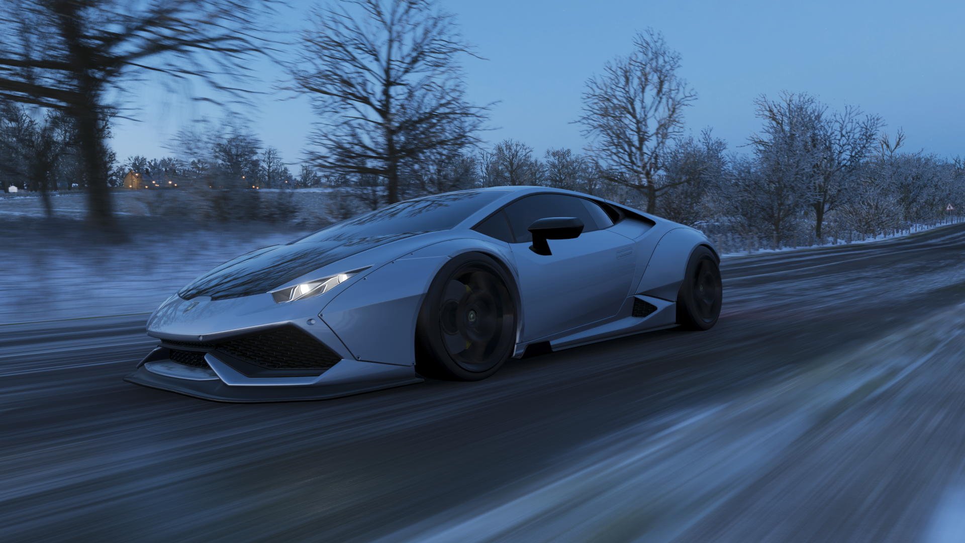 Wallpaper, Forza Horizon 4, 2014 Lamborghini Hurac n LP 610 4, supercars, Italian Supercars, car, video games, winter, Liberty Walk, LB Works 1920x1080