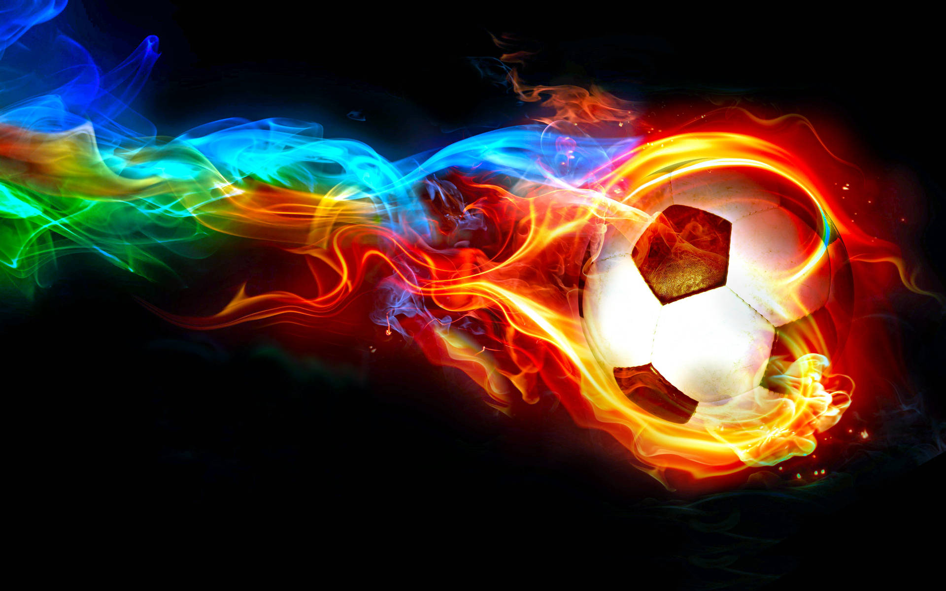Download Cool Soccer Desktop Blue Green Flames Wallpaper