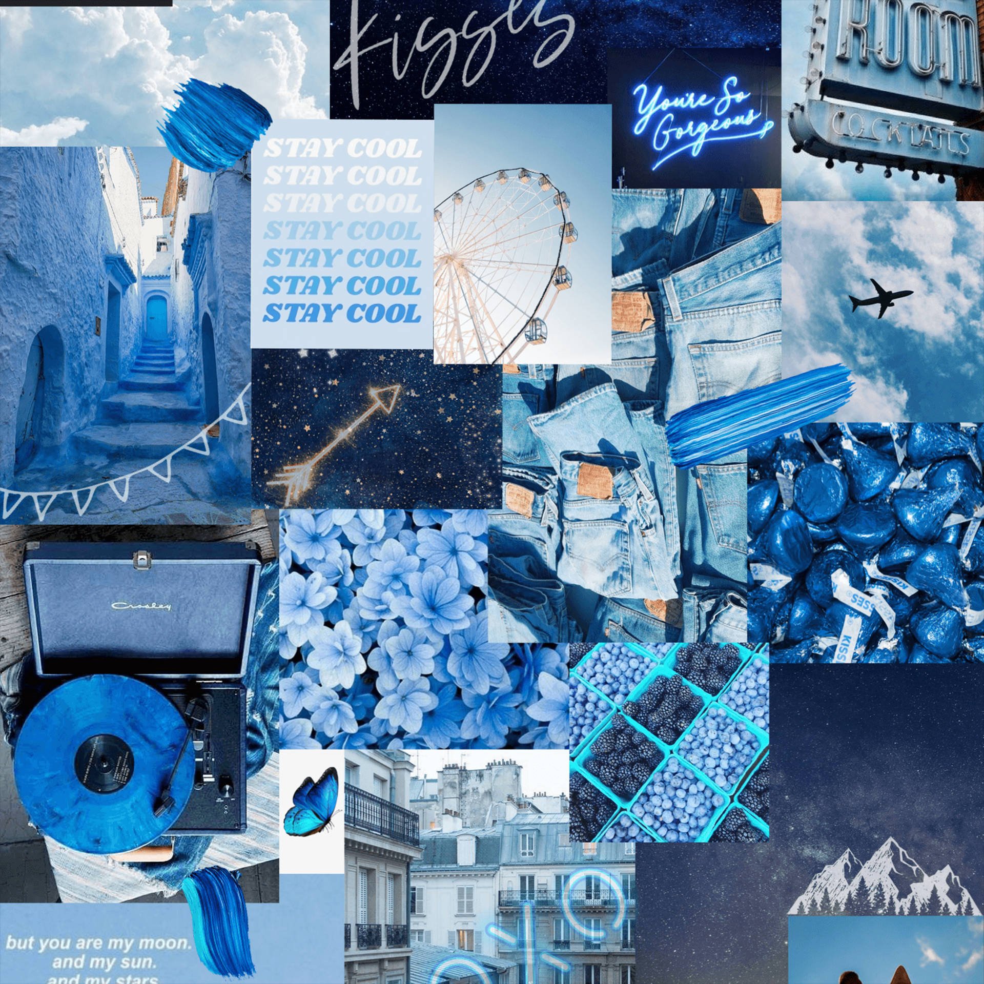 aesthetic blue collage wallpaper ipad