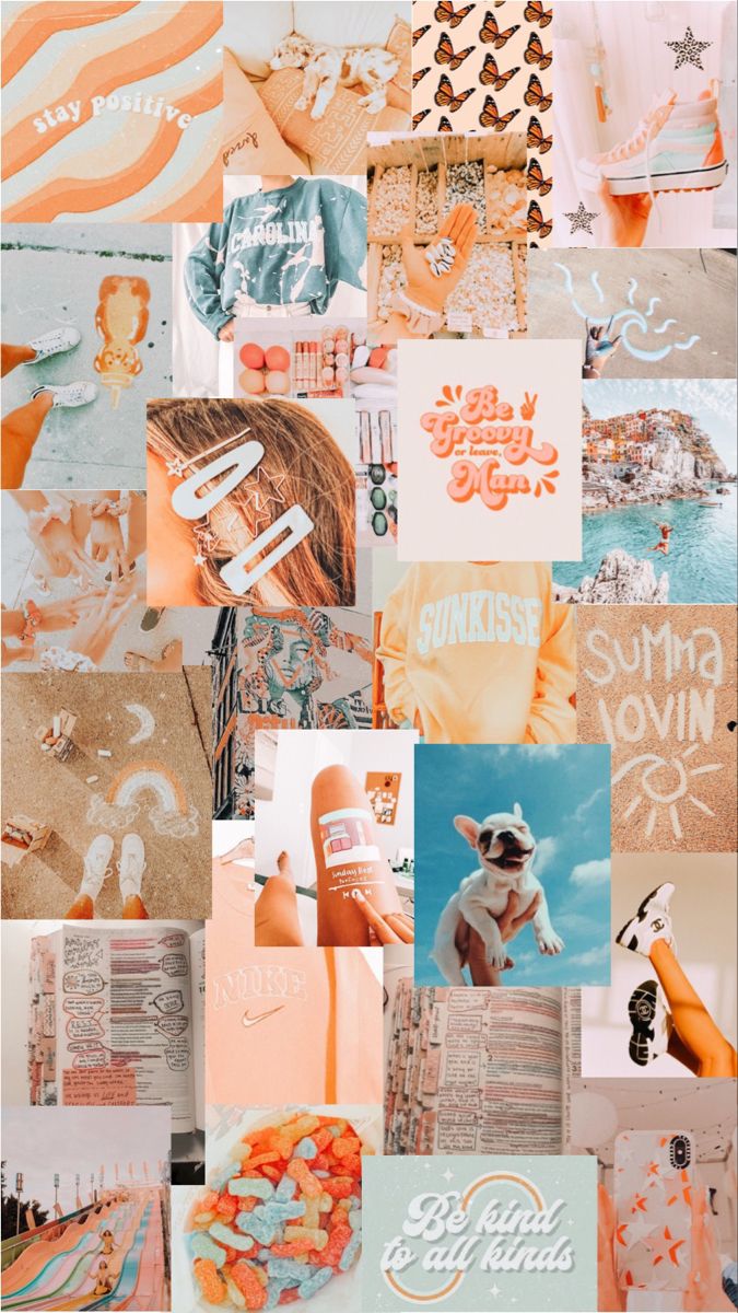 photo collage. Photo collage iphone, Cute summer wallpaper, Wallpaper pink and orange