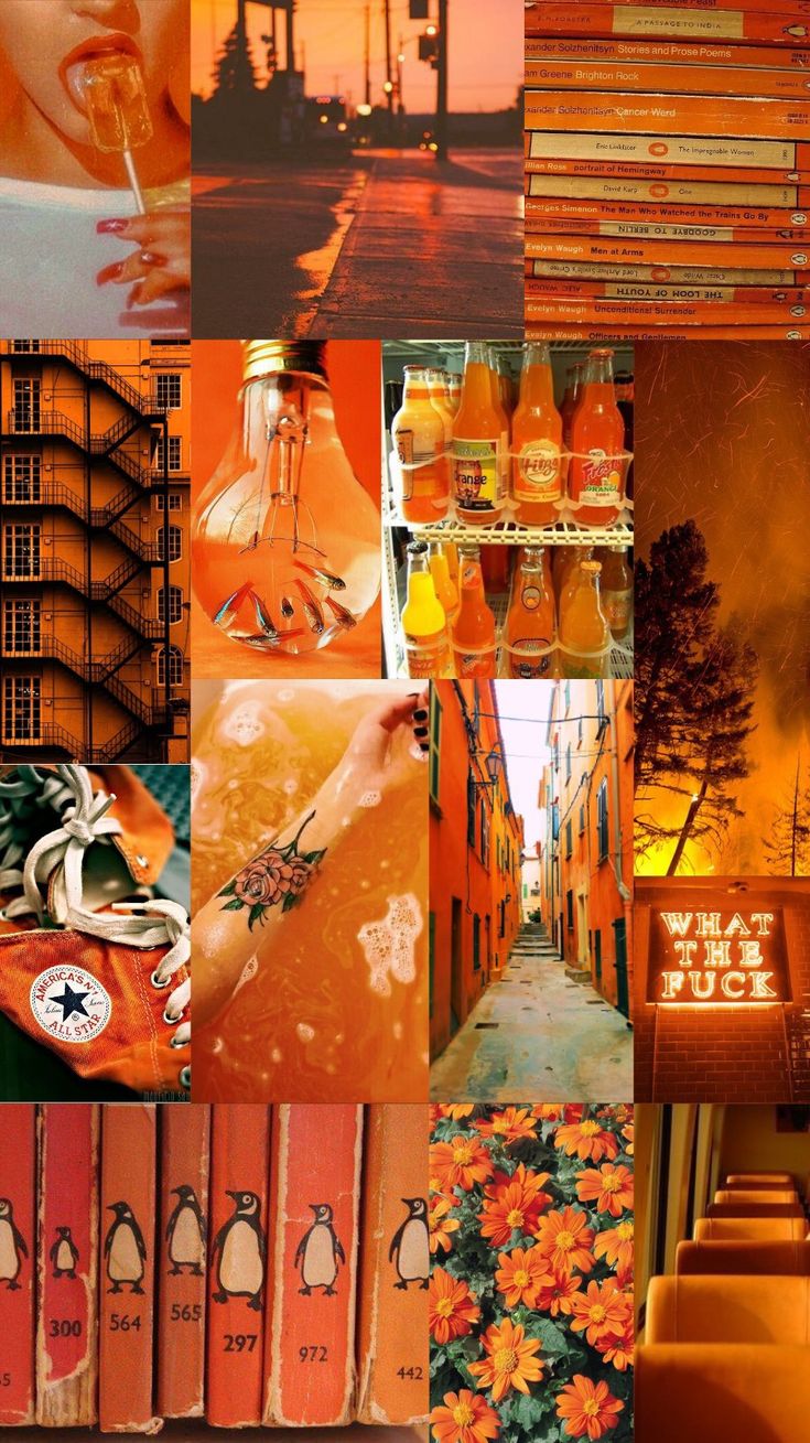 Wallpaper, background, collage, aesthetic, music, color, orange, fresh, summer. Wallpaper tumblr lockscreen, Pastel background wallpaper, Picture collage wall