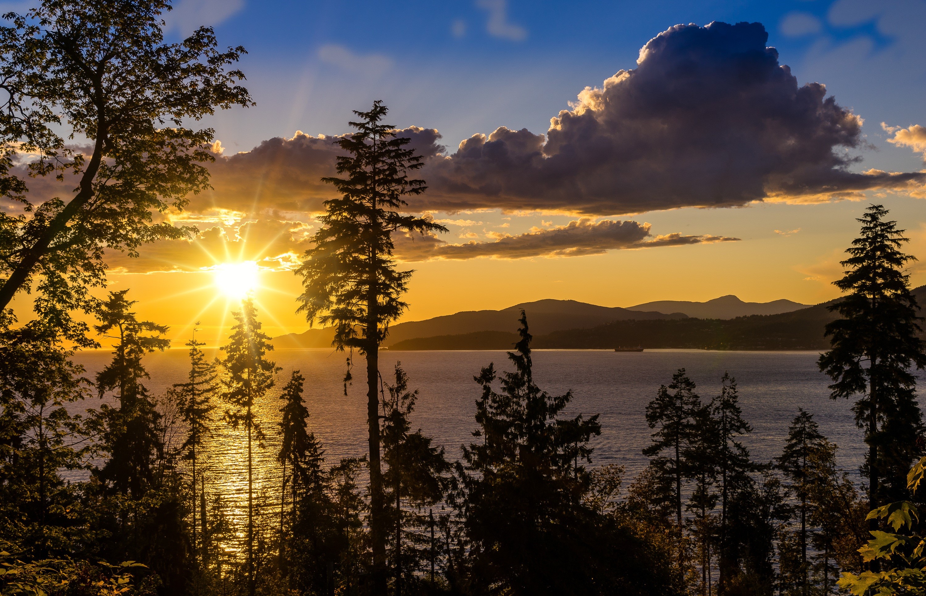 lake Tahoe, USA, Sunrises and sunsets, Lake, California, Trees, Sun Gallery HD Wallpaper