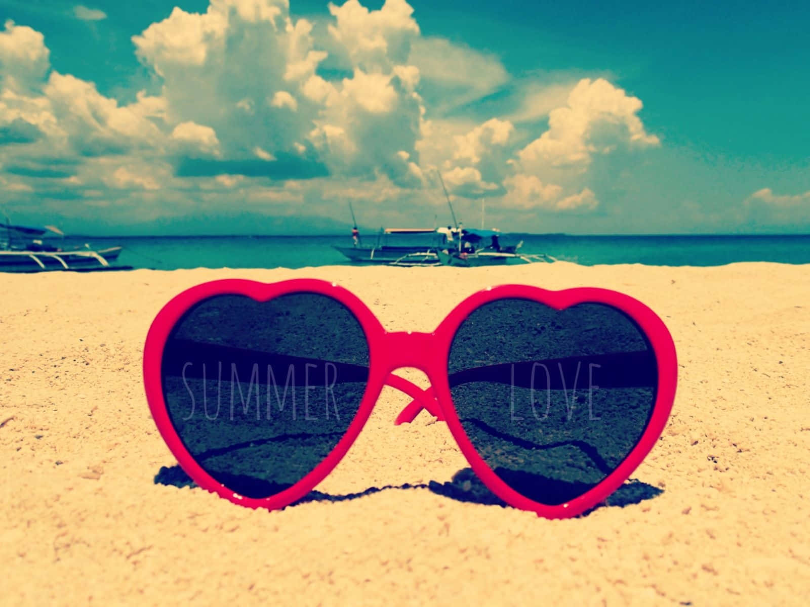 Download Cute Summer Desktop Heart Shaped Glasses Wallpaper