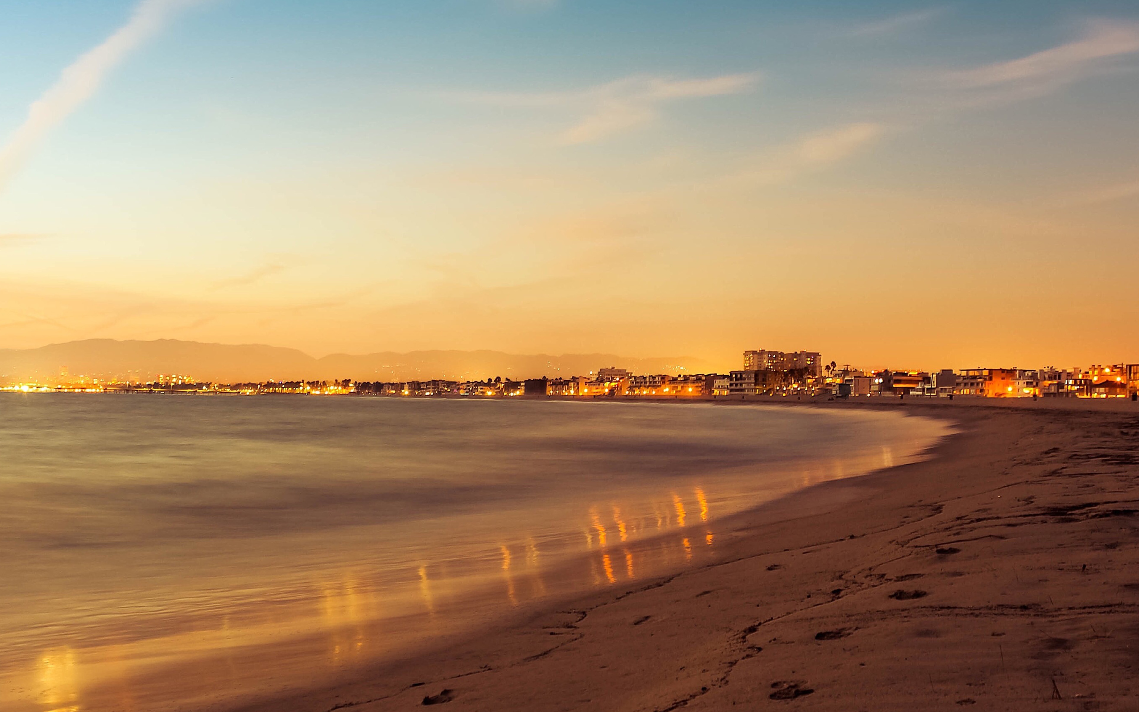 Beach Summer Night Sunset Orange Sea Nature