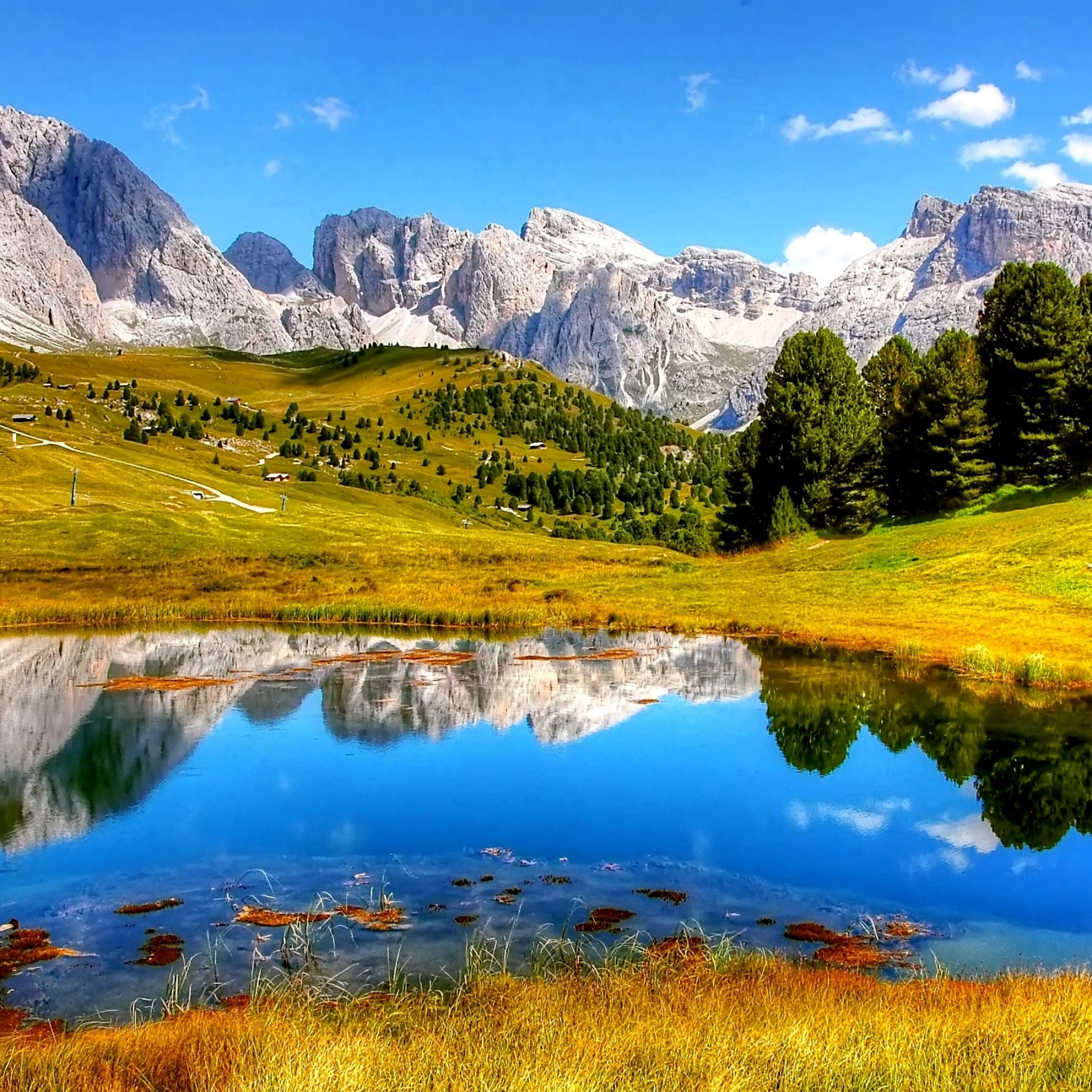 Mountains Wallpaper 4K, Lake, Sunny day, Summer, Nature