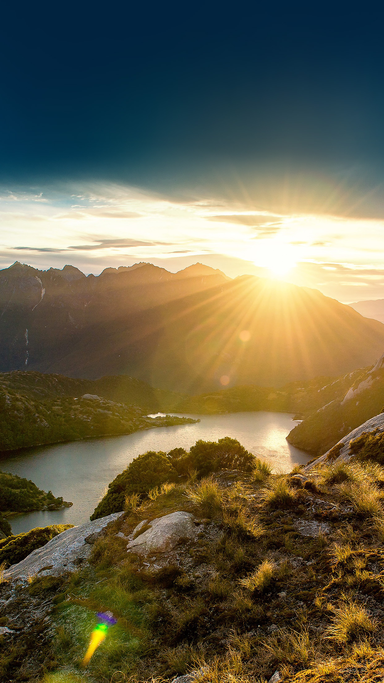 sunshine mountain sky blue spring nature