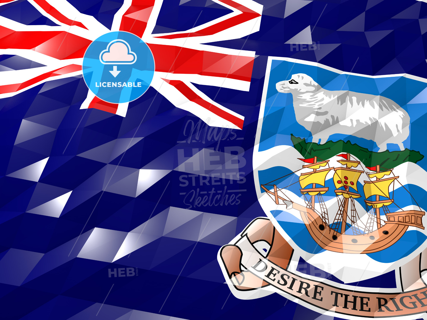 Flag of Falkland Islands 3D Wallpaper Illustration