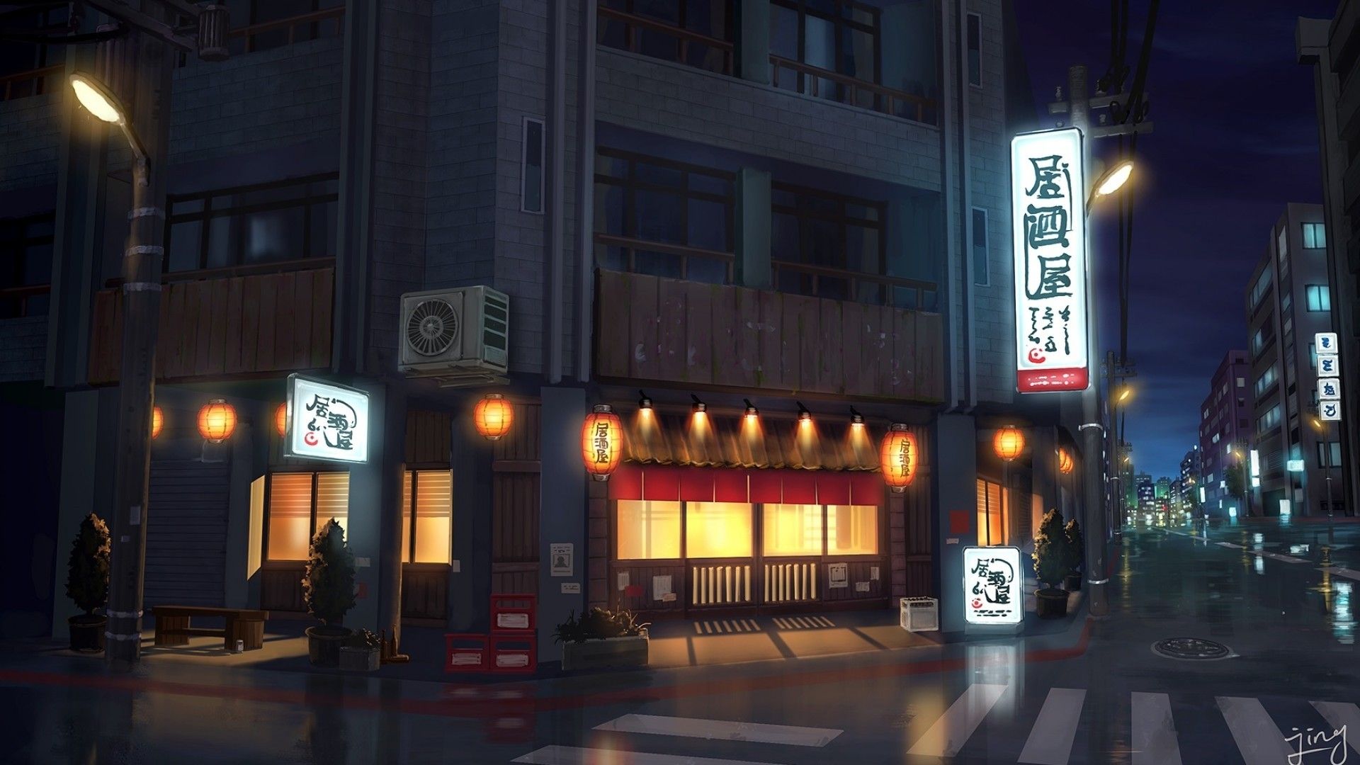 Anime Street Night Wallpaper Free Anime Street Night Background