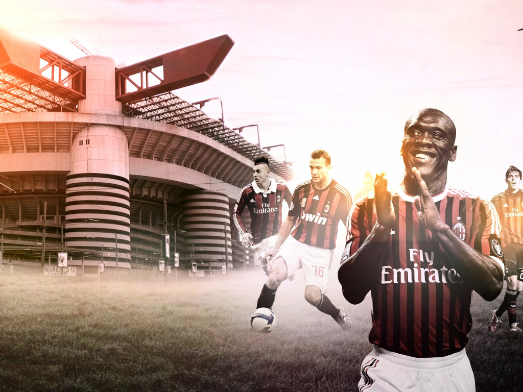Download wallpaper wallpaper, sport, stadium, football, San Siro, Kaka, Stephan El Shaarawy, Andriy Shevchenko, AC Milan, players, Clarence Seedorf, section sports in resolution 1024x768