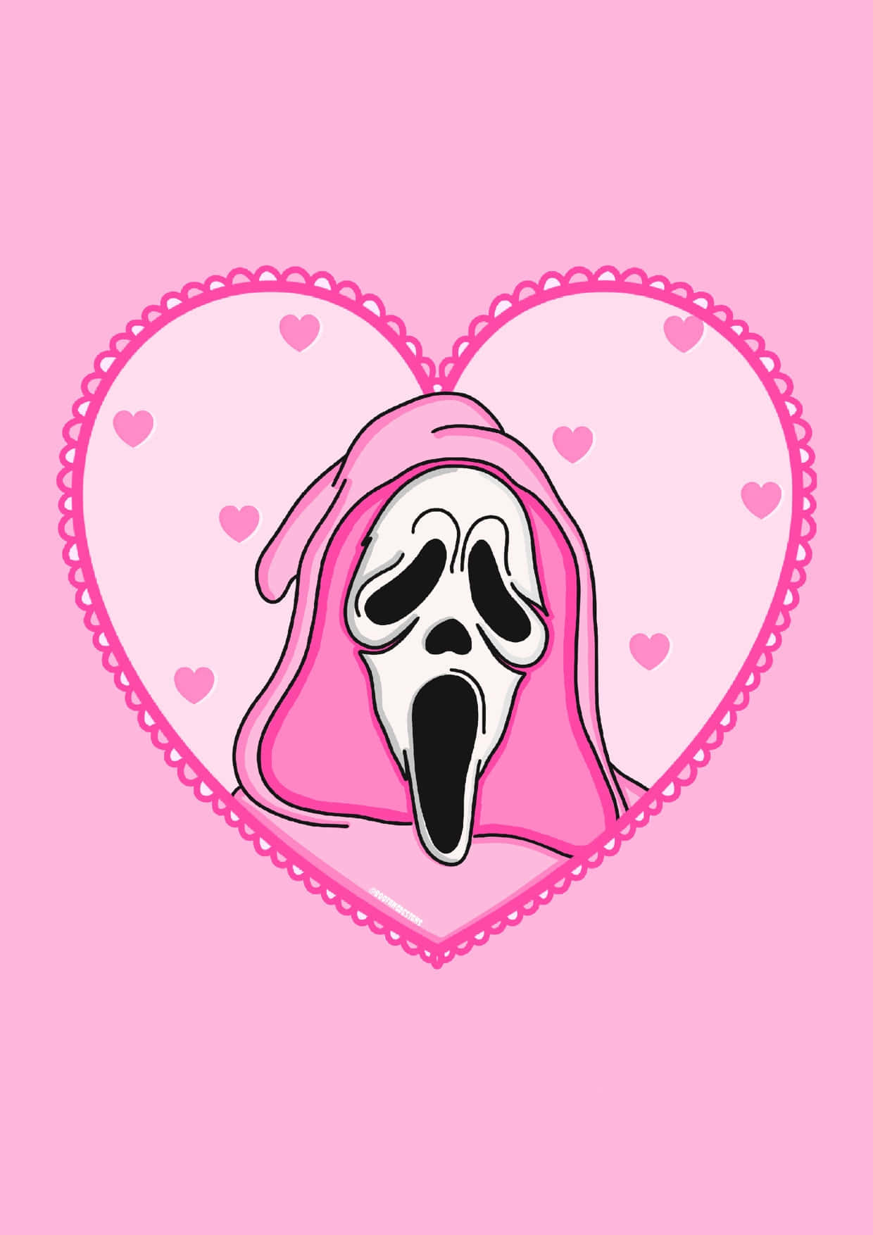 Download Pink Heart Ghost Face Pfp Wallpaper