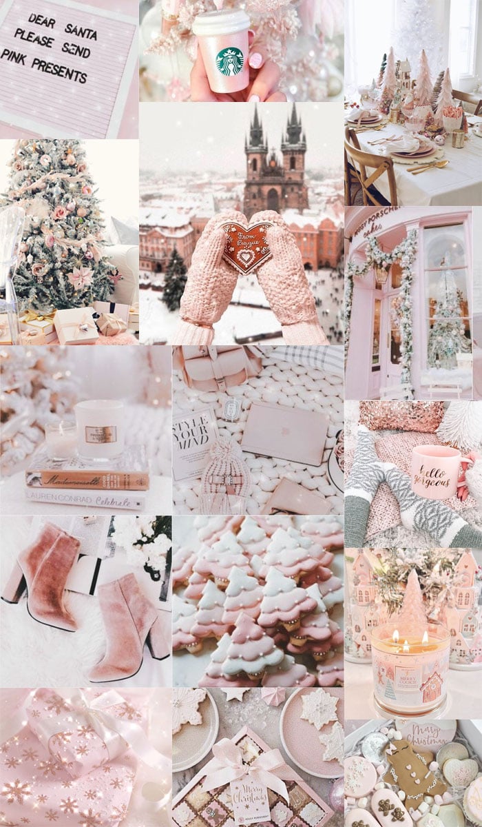 Christmas Collage Aesthetic Ideas, Pink Christmas Aesthetic