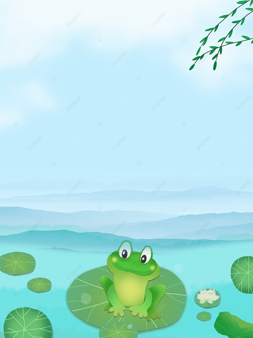 Solar Terms Pond Frog Spring Poster Background Wallpaper Image For Free Download