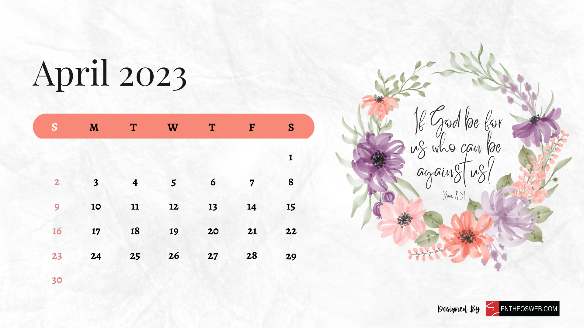 April Calendar Desktop Wallpaper