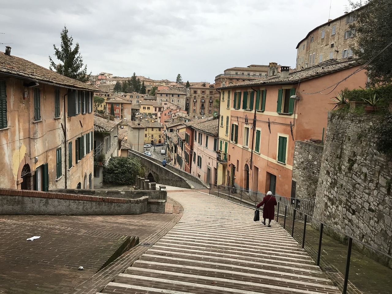 Download free photo of Perugia, stairs, umbria, italy, old
