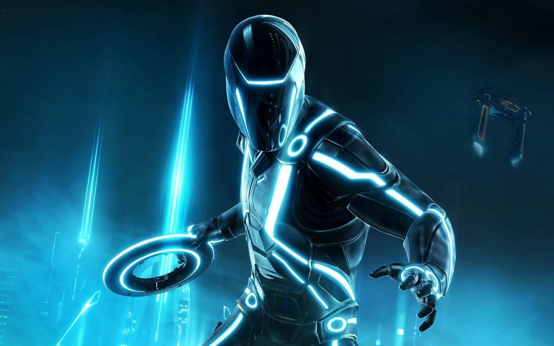 Download Tron Light Suit And Identity Disc 4k Wallpaper