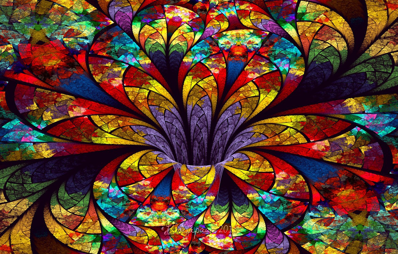 Wallpaper flower, glass, petals, stained glass, the volume image for desktop, section абстракции