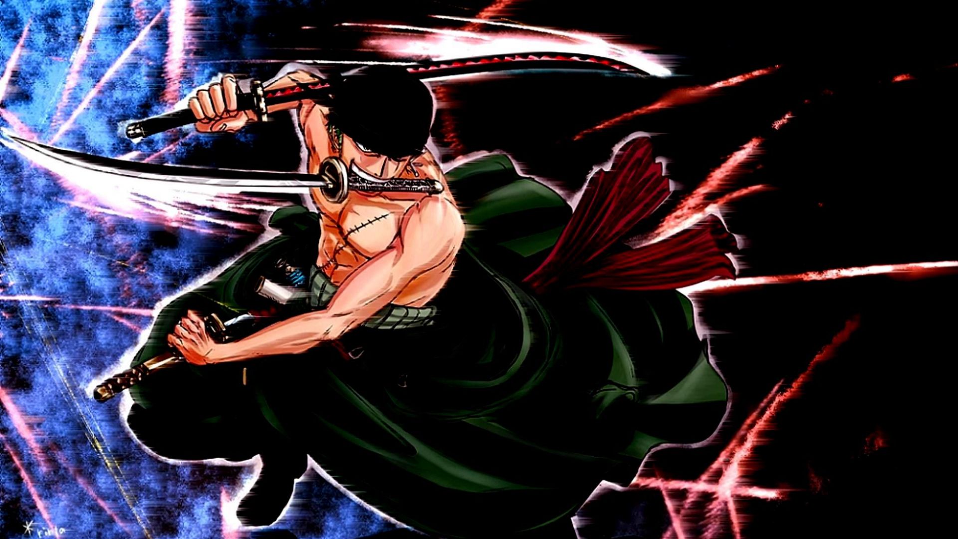 Desktop Wallpaper One Piece, Anime Boy, Art, Katana, Zoro Roronoa, HD Image, Picture, Background, 77b7c4