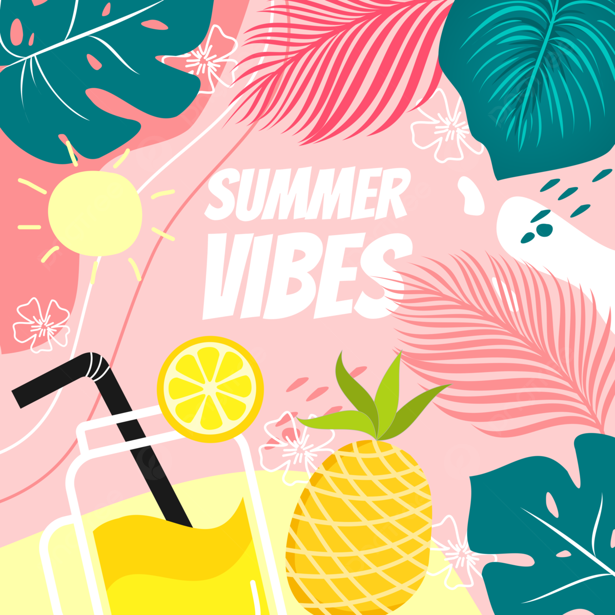 Summer Vibes Pink Poster Aesthetic